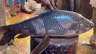 Big Rohu Fish Cleaning & Chopping By Expert Fish Cutter In Bangladesh Fish Market 2024