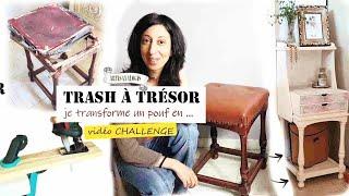 trash à trésor 4| je transforme un tabouret en meuble shabby 》 upcycling encombrants . pouf en bois