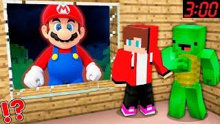 JJ and Mikey HIDE from MARIO in Minecraft Maizen Security House