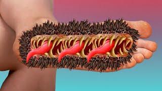 ASMR Remove Maggots  Worm Infected Foot Deep Cleaning |ASMR Animation Treatment @ViPasmr0.1