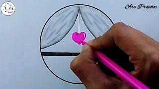 Pink Heart Beautiful Drawing - Art Prophec Drawing️