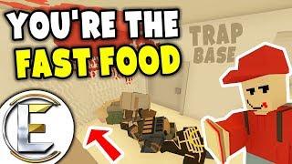 YOU'RE THE FAST FOOD! - Unturned Cannibal Roleplay (Fast Food Store Trap Base With Oily Floor)