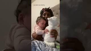 Crying Baby Consoled by Teddy Bear That Plays Late Mom's Heartbeat