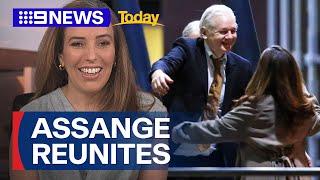 Julian Assange's wife 'elated' after reuniting with husband | 9 News Australia
