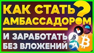 Заработок на амбассадорках! Криптовалюта без вложений