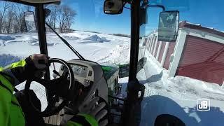 In cab with John Deere 4066R, MetalPless, Pronovost Cyclone Blower plus rock hard drift snow removal