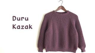 Duru Kazak | Selanik Kazak | Yakadan Başlanan Yetişkin Kazak Yapımı | Top Down Raglan Sweater