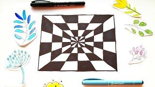 Easy Op Art Tunnel Optical Illusion Art - Drawing Ideas When Bored