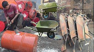 Amazing Oil Drum Recycling:How to Make a Wheelbarrow from Old Oil Drums|