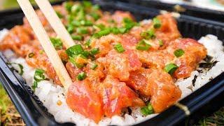 Food in Hawaii - POKE BOWLS and Seafood at Tanioka’s in Waipahu, Hawaii!