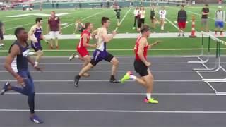 Nick Bosley winning the 110-meter hurdles conference finals