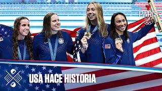 USA gana el oro e impone récord en Natación 4x100 m combinado | Juegos Olímpicos París 2024