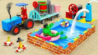 Diy tractor making mini Summer Swimming Pool | diy Water Pump & Concrete Construction | HP Mini