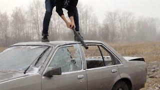 Attack On Car. Baseball Bat - Stock Video Footage - Slow-Mo - HD