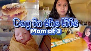 Day in the life of a mom of 3| 3 year old, 1 year old and a newborn