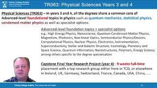 Live course overview of Physical Sciences (TR063), Prof. Cormac McGuinness