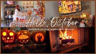 HELLO OCTOBER: pumpkin carving, smores, apple cider, fall celebration #cozyfallvlog #hellooctober