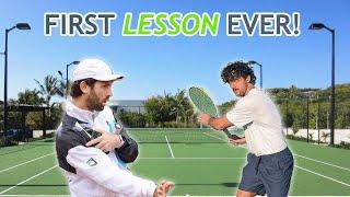 Two BEGINNERS Take Their First TENNIS LESSON!