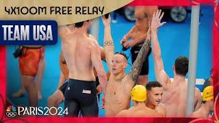 Caeleb Dressel, 4x100m free relay win Team USA's FIRST Paris gold | Paris Olympics | NBC Sports