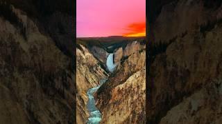 Most INSANE Waterfall in YELLOWSTONE  #yellowstone #travel #adventure #waterfall #sunset #nature