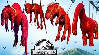 Red Dinosaurs Fighting in Isla Pena Jurassic Dino Fight Jurassic World Evolution