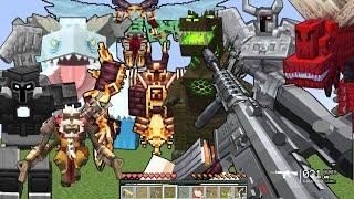 DESTROYING MINECRAFT MOST POWERFUL BOSSES USING MODERN WEAPONS IN MINECRAFT