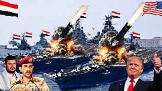 10 Minutes Ago! US Military Counterattack Destroys Yemeni Houthi Aircraft Carrier