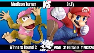 RVA Smash 150 | Madison Turner (Diddy Kong) vs Dr.Ty (Mario) | Winners Round 2 | 31 Entrants | SSBU