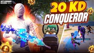 20 KD Conqueror Player | Top 30 Finish Ranking | Fastest 1v4 Clutches in Conqueror Lobby | BGMI