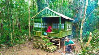 Camping Hujan Deras 2 Hari Membangun Shelter Bambu Di Hutan Berbuka puasa Bersama istri