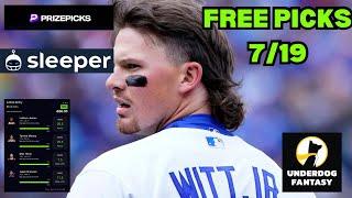 MLB Player Props Prize Picks Sleeper Fantasy Underdog DFS FREE PICKS 7-19-24