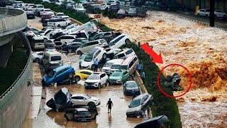 Cars and houses fade away due to the severe flood in Ciudad Guzman, Mexico