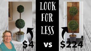 Farmhouse Boxwood Topiary Tree~Look for Less April 2020~Front Porch Home Decor DIY