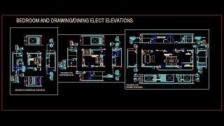 Electrical Design Autocad File Download (www.planndesign.com) Bedroom and Drawing cum Dining Hall