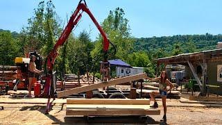 Milling railroad ties in the scorching heat 