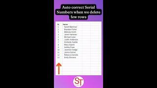 auto adjust serial number in excel | auto correct serial number in excel #shorts #exceltips