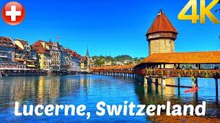 Lucerne, Switzerland walking tour 4K 60fps - A Beautiful Swiss City