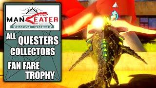 Maneater Truth Quest - All Quester Collector Locations - Fan Fare Trophy - Find All Questers