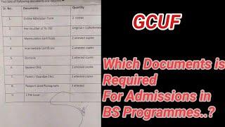 Which Documents is Required for Admission in BS Programmes GCUF | GCUF