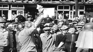 German civilians visit the Buchenwald concentration camp in Weimar, Germany. HD Stock Footage