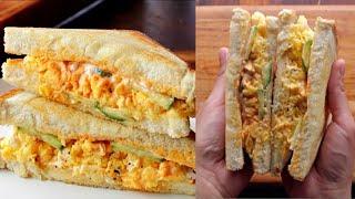 Grilled Cheese With Soft Scrambled Egg Sandwich | Egg Mayo Sandwiches Recipe | Healthy Breakfast |