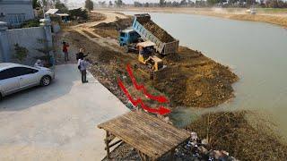 The Part Contiues Working Daily For Road Canal Processing By Dozer D31P & Dump Truck 10 Wheel