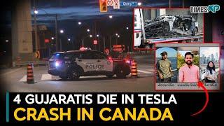 4 Gujaratis  in Canada's Toronto killed as their Tesla crashes into divider, catches fire