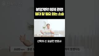 분양계약 해제 관련 절대 할 필요 없는 소송