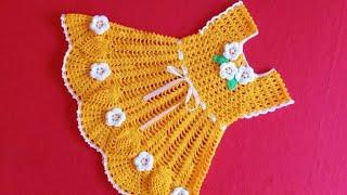 Crochet: how to crochet baby girl dress pattern for 1 to 2 year baby / tutorial for beginners