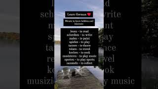 Minute to learn 10 hobbies and interests words in German #shorts #trending #german