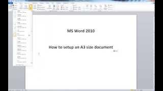 MS Word 2010 - A3 Size Document Setup