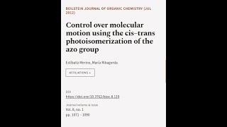 Control over molecular motion using the cis–trans photoisomerization of the azo group | RTCL.TV