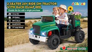 JOYLDIAS 2 Seater Ride On Car, 24V Battery-Powered Toy Tractor