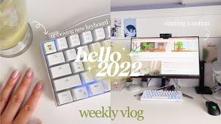  hello 2022  unboxing keyboard, starting a notion, learning korean & more | january vlog 